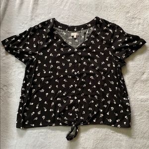 Floral tie front blouse